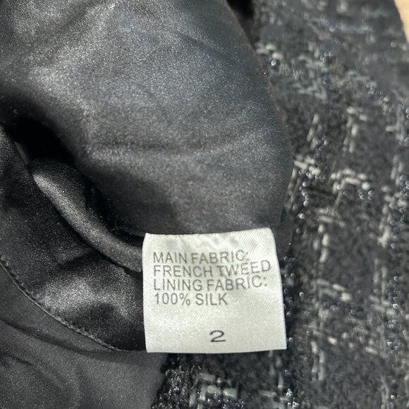 Juliette Longuet black tweed mini-dress with satin collar and buttons, size 2 - Picture 7 of 9